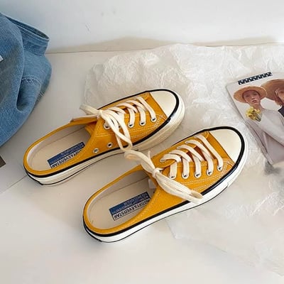 就是很愛這個帆布的隨性情侶懶人鞋  現貨黃色白色粉色1