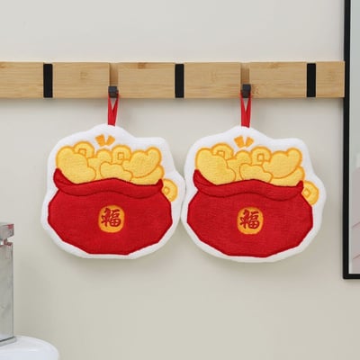 馬年限定招財擦手巾｜珊瑚絨加厚吸水 可掛式療癒卡通擦手巾5