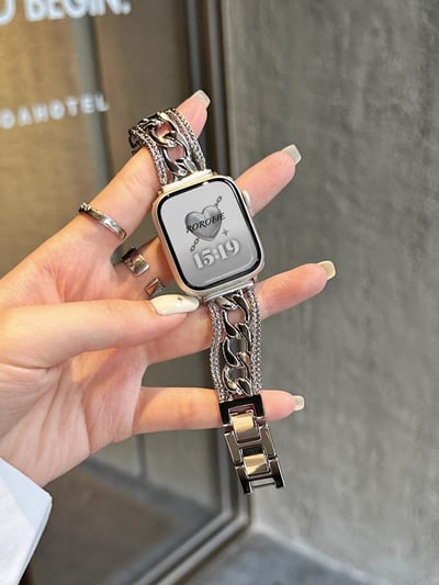 編織鏈條設計感金屬Apple watch錶帶1