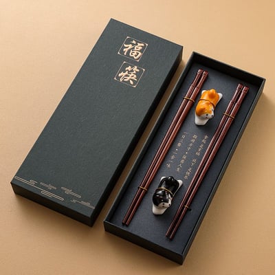 中國風實木防滑筷兩雙組禮盒 質感餐桌的儀式感小物15