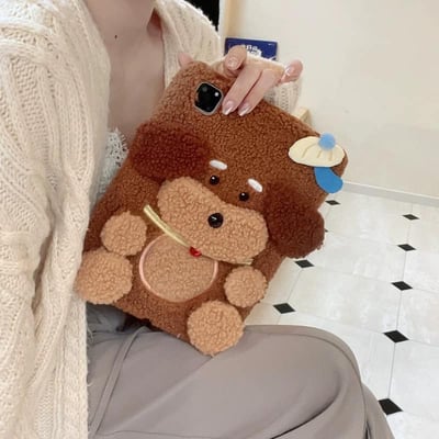 毛茸泰迪狗 泰迪狗狗棕色系可愛iPad平板保護套3