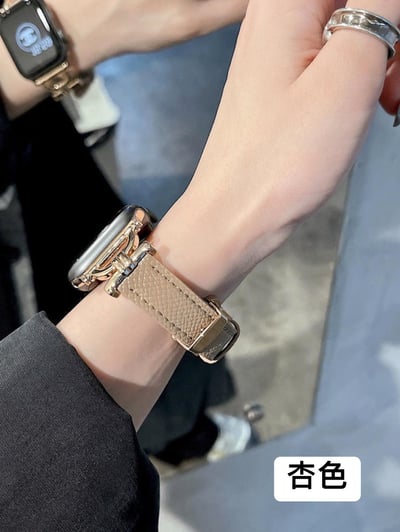 真皮金屬D字蝴蝶扣Apple watch錶帶7