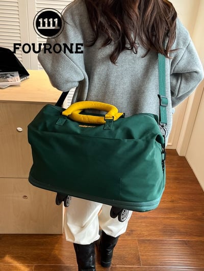 多功能可拆輪擴容旅行包 大容量雙層拉鍊設計 可上行李箱 健身/出差/旅行萬用包5