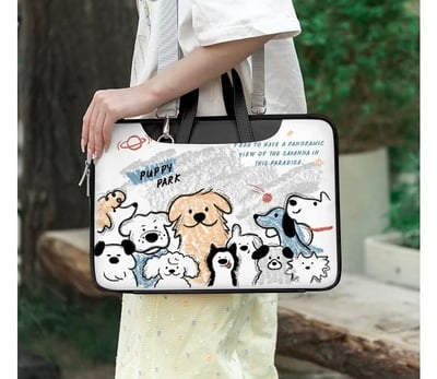 狗狗大聚會 小狗們插畫風多功能旅行電腦包3