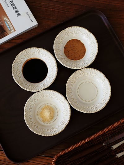 侘寂復古陶瓷調味碟 蘸料小菜碟 4 入組1