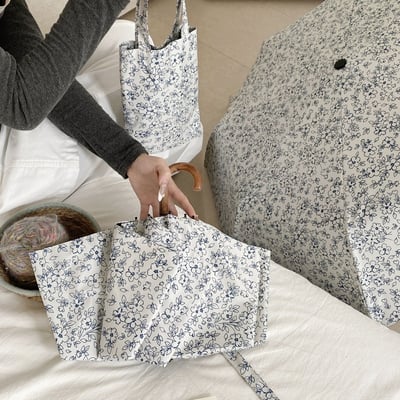 法式小碎花彎鉤/自動防曬傘 黑膠防曬 晴雨兩用折疊傘2