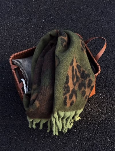 挪威森林．復古老錢風豹紋圍巾 加厚溫暖披肩3