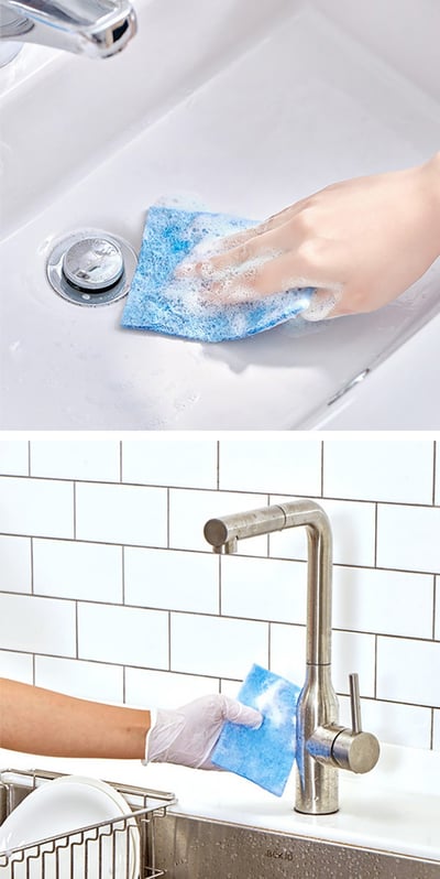 Daiso 強清潔小蘇打帶洗劑菜瓜布 10入/2