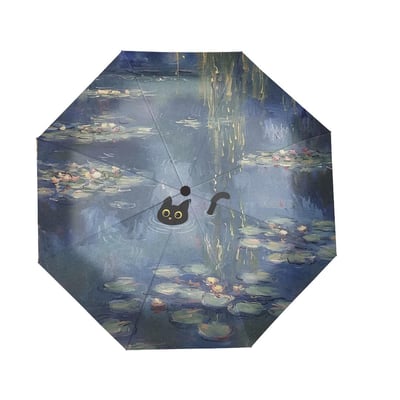 荷花小黑貓晴雨兩用自動雨傘7