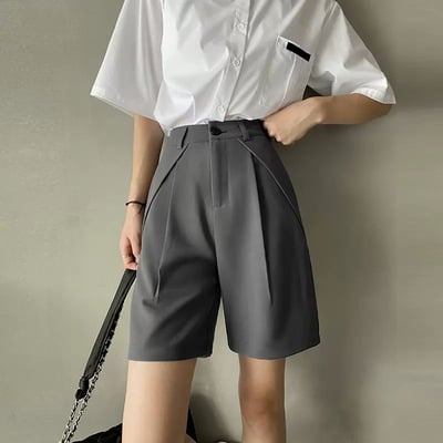 高腰打折顯瘦西裝短褲3
