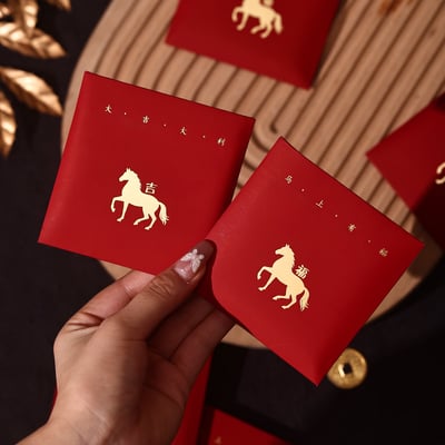 2026馬年限定 極簡金馬小紅包袋 12入組4