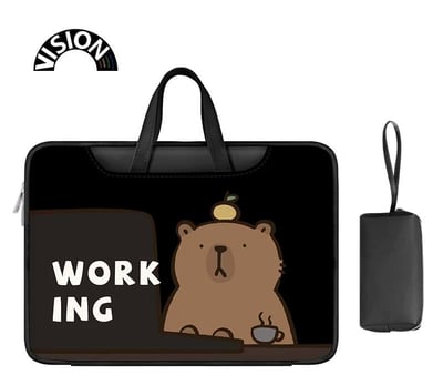卡皮巴拉工作中 辦公室水豚黑色多功能旅行電腦包4