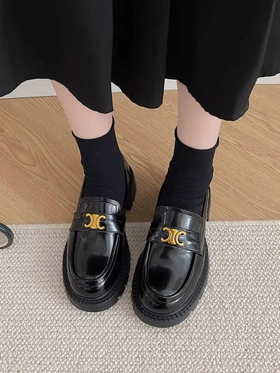 英式凱旋門小標厚底小皮鞋7