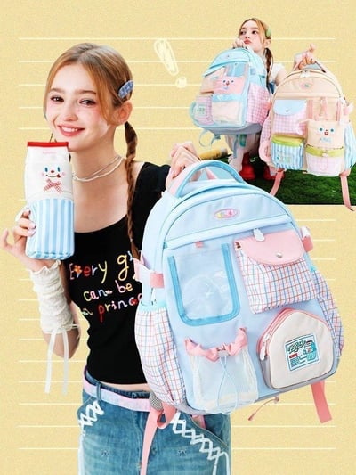 奶萌學院風雙肩包 附牛奶盒造型筆袋4