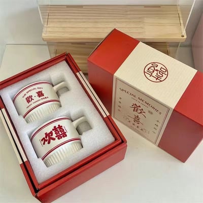 歡喜歡喜好歡喜陶瓷水杯組禮盒版  現貨免運1
