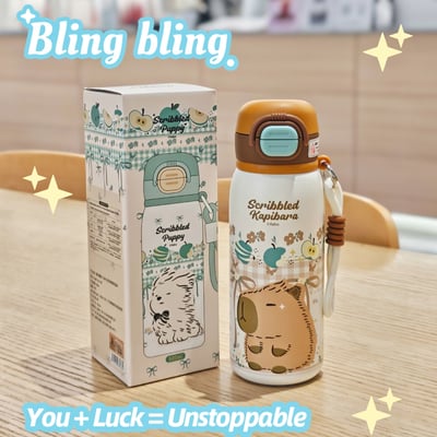 可愛萌寵保溫杯吸管直飲兩用設計7