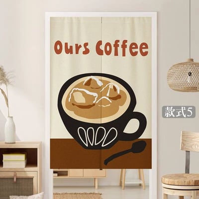 美拉德風格居家門簾 咖啡日記系列對開隔門簾5