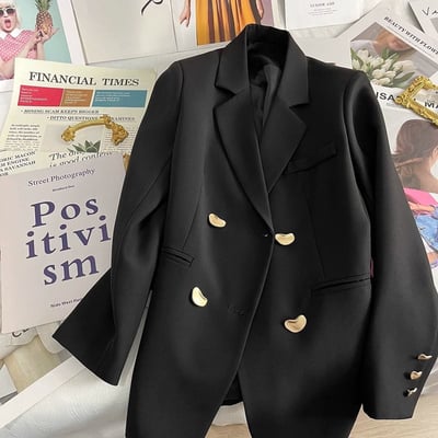 韓版氣質小金扣西裝外套5