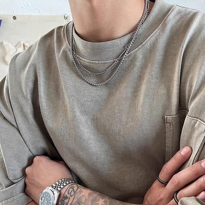 潮男必備雙層鈦鋼8字鏈項鍊1