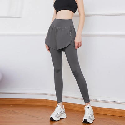 高腰收腹假兩件新款外穿口袋瑜伽褲運動褲4