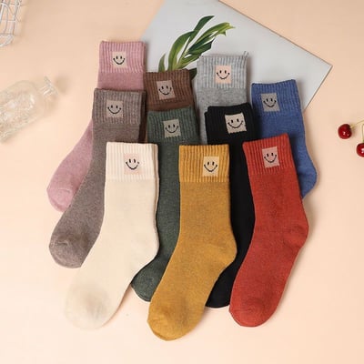 穿上就開心的那種可愛 日系森系微笑襪5雙組1