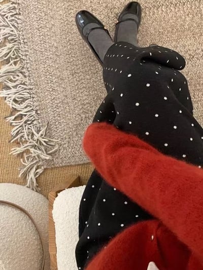 怎麼穿都好看的那條針織裙 復古波點柔軟針織長裙4