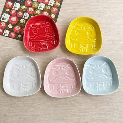 日式招福達摩陶瓷醬料碟 可愛浮雕小碟芥末醬油碟3