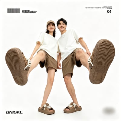 情侶款個性厚底設計感DIY鞋帶拖鞋2