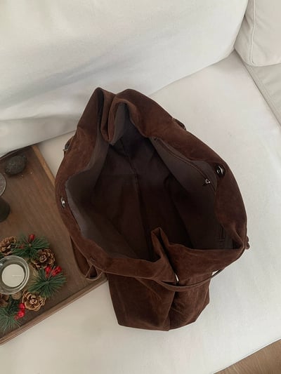 秋冬新款柔霧磨砂手提包 法式絨感復古大包5