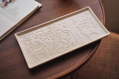 英倫森林浮雕長方盤 北歐系高顏值陶瓷托盤3