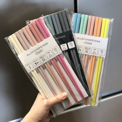 日式馬卡龍八角合金筷5雙組2