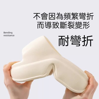 充滿自信 立馬增高厚底舒適拖鞋  白/棕色  37-38現貨免運3