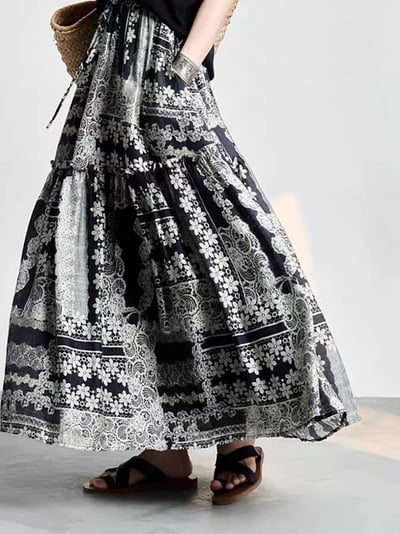 夏天穿超舒服復古拼接長裙2