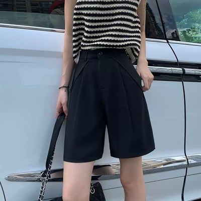 高腰打折顯瘦西裝短褲5