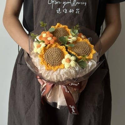 滿滿暖意   手工成品向日葵編織花束2