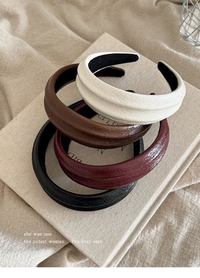 秋冬質感首選 美拉德皮質凹凸髮箍四色組3