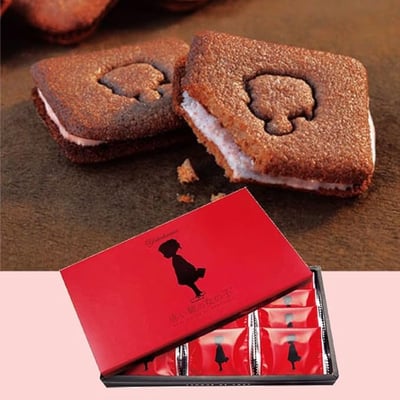 日本橫濱限定 赤い靴の女の子 草莓夾心貓舌餅禮盒12枚入3