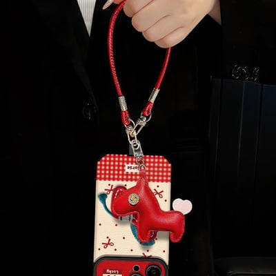 馬上有好運 格子小馬掛繩蘋果手機殼2