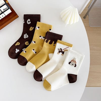 秋冬兒童狗狗棉質中筒襪款5雙組3