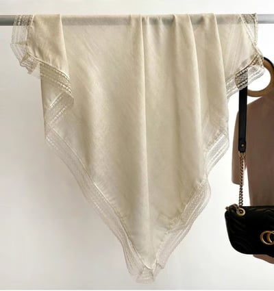 出口英國氛圍感蕾絲邊圍巾 棉麻質感方巾披肩4