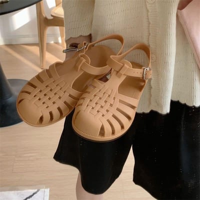 日本熱賣晴雨兩用編織涼鞋雨鞋親子鞋 小孩款  棕色16公分7