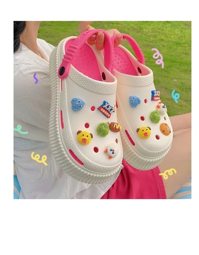 洞洞鞋 可愛新色系增高厚底拖鞋 搞怪怪獸鞋扣款10