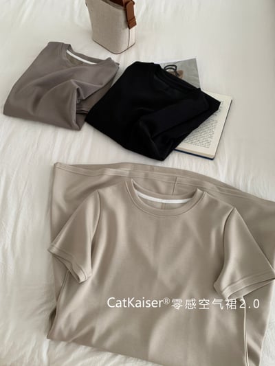 CatKaiser零感空氣裙2.0 簡約氣質純色短袖連身裙4