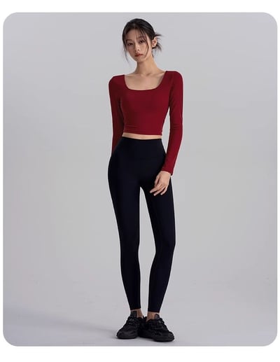 方領美背款 秋冬性感開背修身瑜伽上衣7