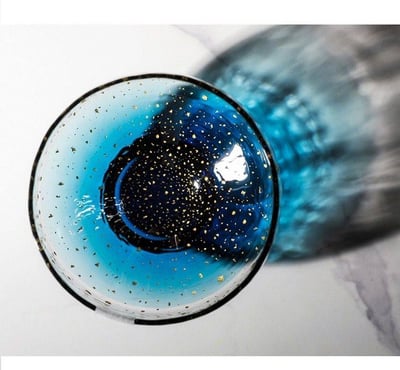 日本八千代玻璃杯 輕奢金箔星空杯6