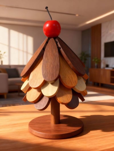 北歐原木聖誕樹隔熱墊升級5片組3