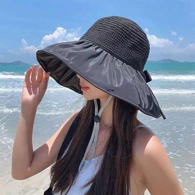 輕盈百搭    黑膠防曬透氣可折疊遮陽帽3