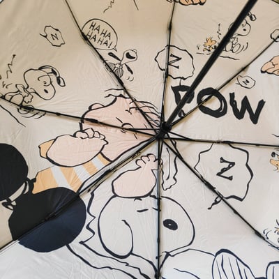 史努比外層黑膠內圖案自動晴雨傘2