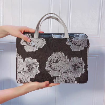 冷淡風白玫瑰 刺繡多功能旅行電腦包4