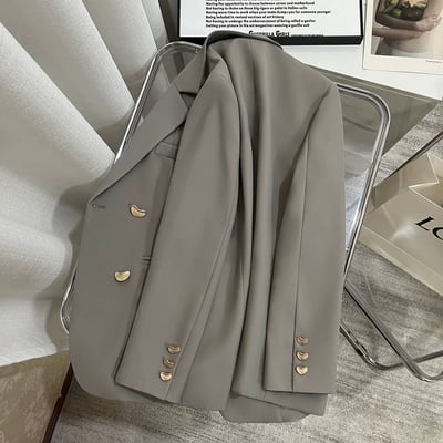 韓版氣質小金扣西裝外套6